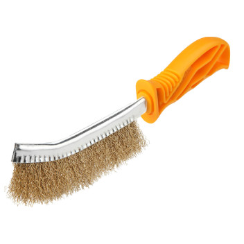 Wire Brush Metal Frame Plastic Handle 250mm BRASS TOLSEN