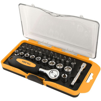 Socket & Bit Set 38 Pc  9pcs 1/4\" sockets: 5, 6, 7, 8, 9, 10, 11, 12,