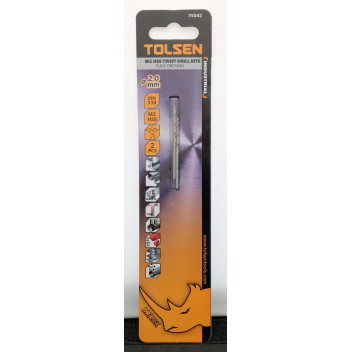 Drill Ground HSS Silver 2.0mm Blister 2Pc Indust. TOLSEN###
